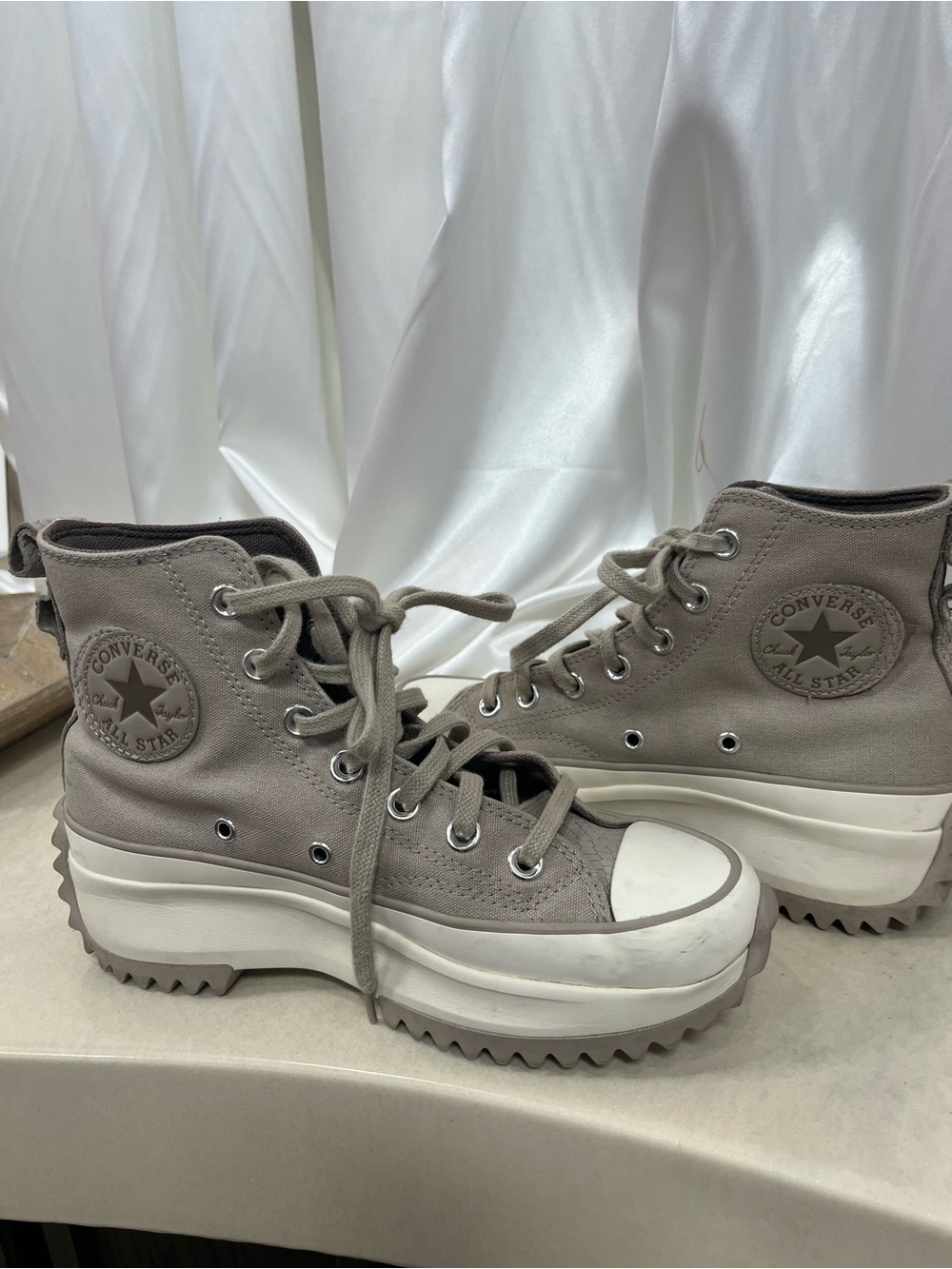 Converse High Top Platform Sneakers - Taupe Gray